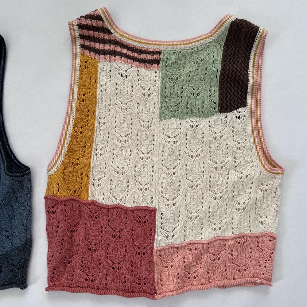 American Eagle Patchwork Button-Up Sweater Vest Small - Picture 5 of 6